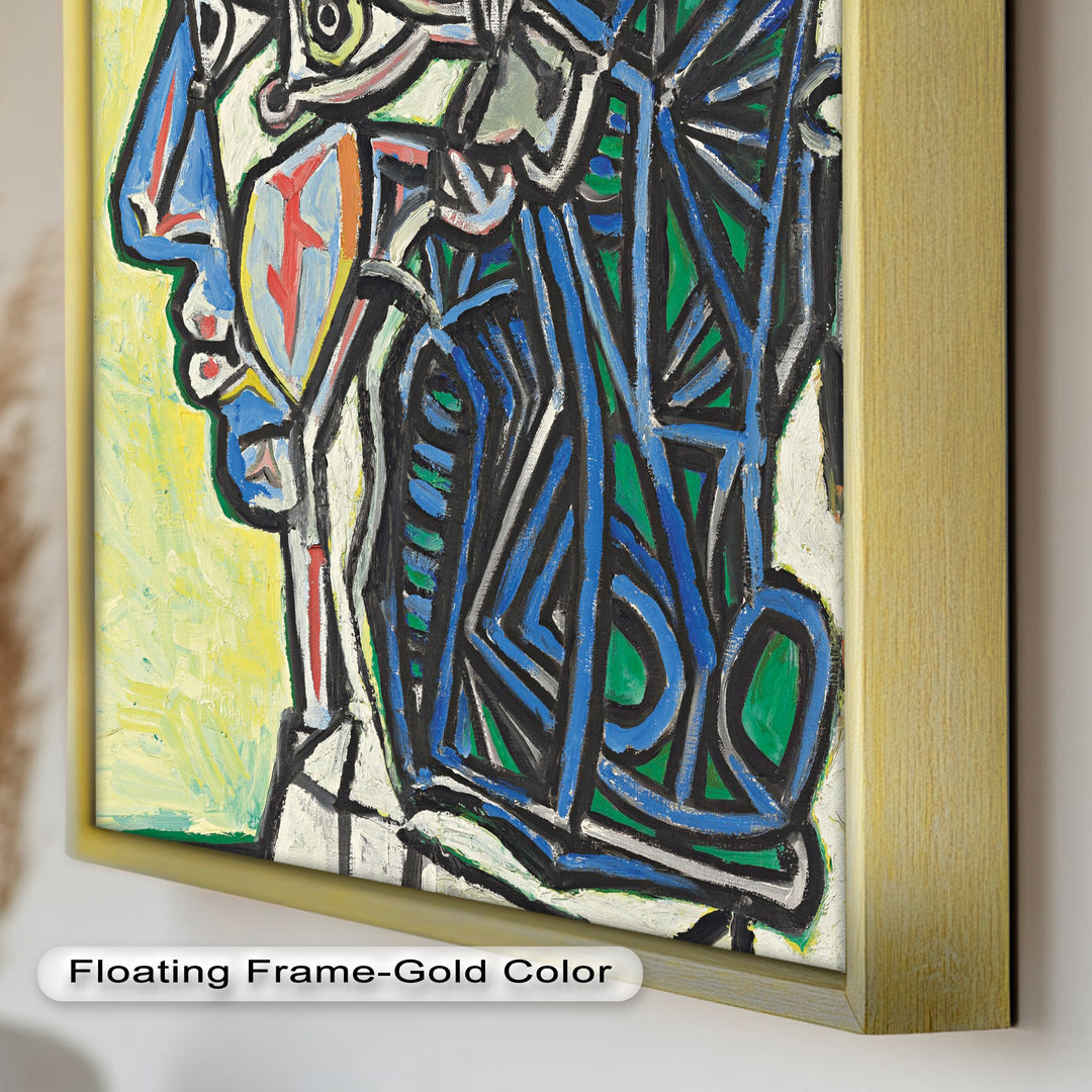 Geometric Portrait with Cyan and Emerald Tones - Picasso Oil Painting