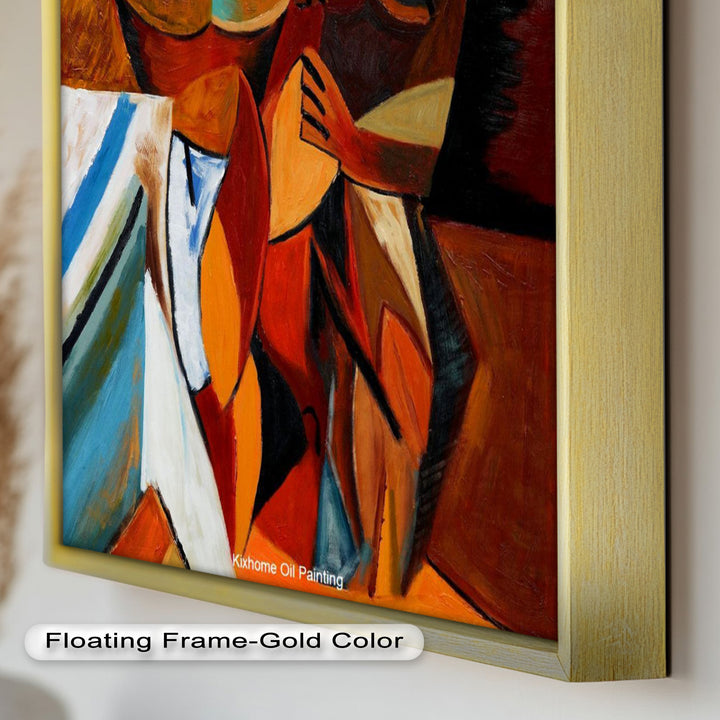 Embracing Figures Wall Art – Cubist Abstract Oil Painting