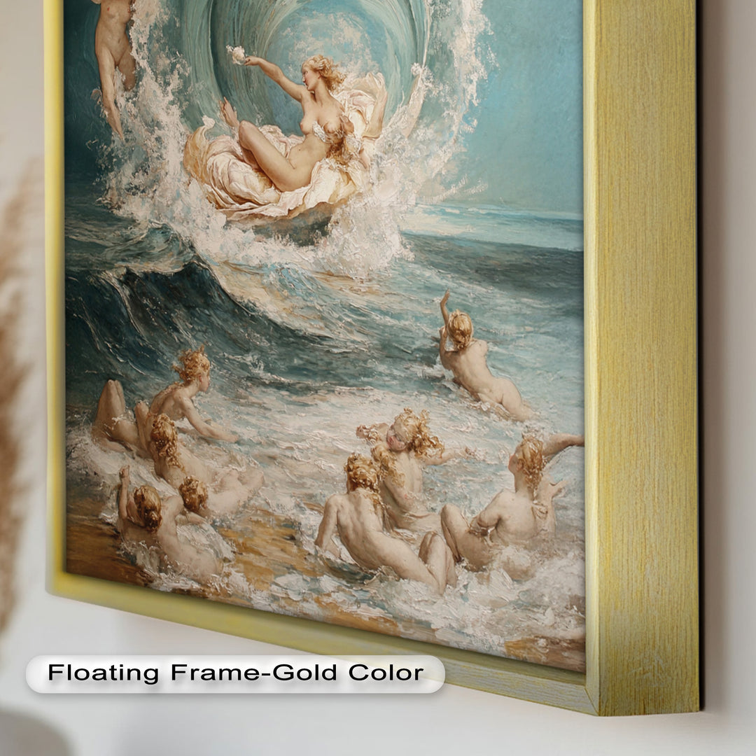 The Birth of Beauty – Mythic Seafoam and Cherubs Nude Oil Painting