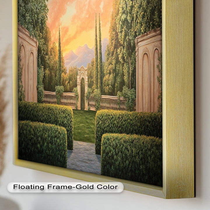 Sunset Garden Gateway – Classical Landscape Oil Painting