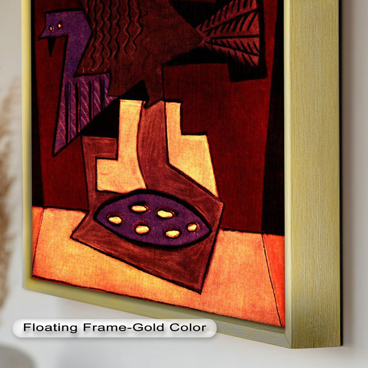 Abstract Bird & Bowl Wall Art – Cubist Oil Painting