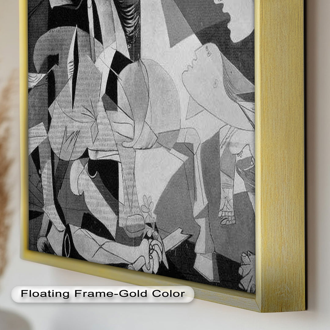 Echoes of War – Black & White Cubist Masterpiece Oil Painting
