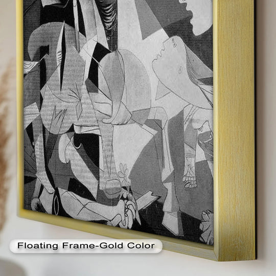 The realistic detail showcases the intricate brushstrokes of this black and white cubist masterpiece oil painting art piece, 'Echoes of War,' a bold statement in oil on canvas.