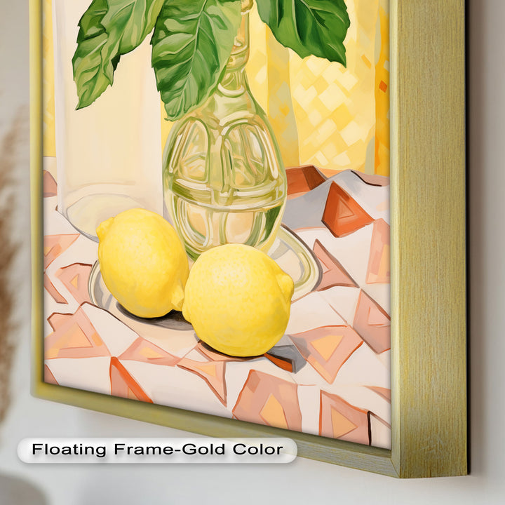 Lemon & Leaf Kitchen Art – Framed Oil Painting