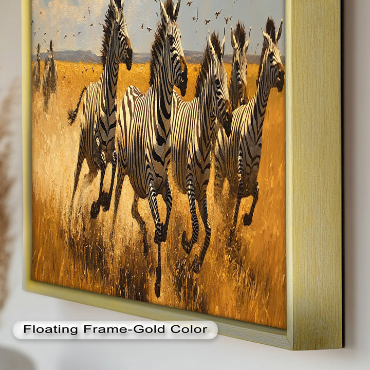 Thundering Zebra Herd – Wild Safari Oil Painting