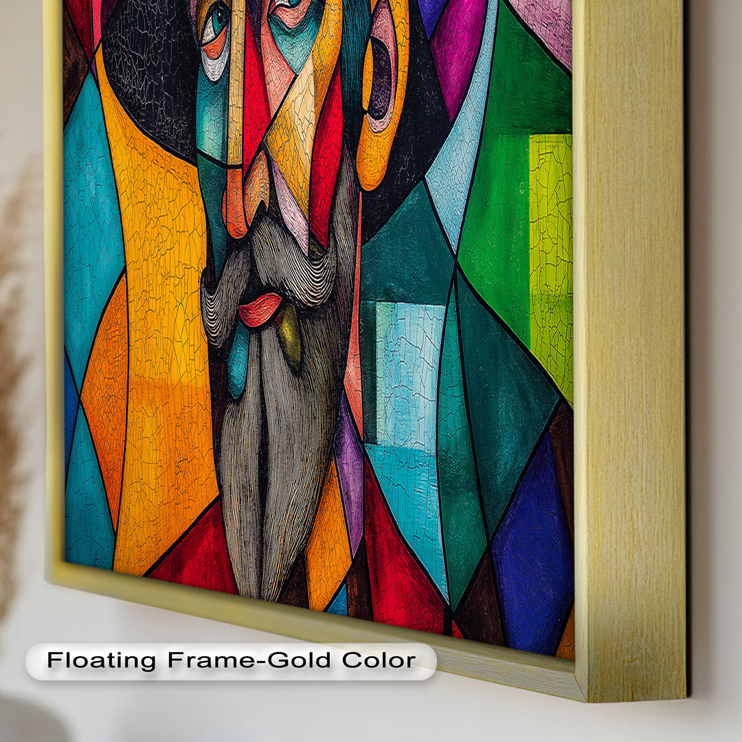 The Thinker’s Mosaic – Abstract Male Portrait Oil Painting