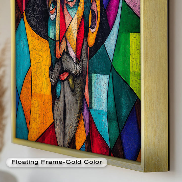 The Thinker’s Mosaic – Abstract Male Portrait Oil Painting