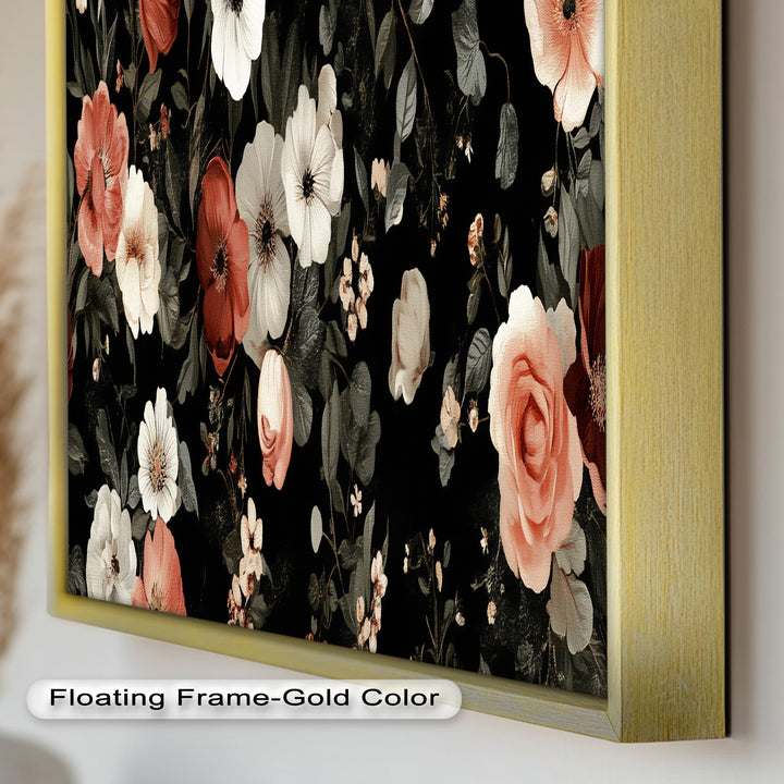 Vintage Rose Garden Wall Art – Floral Oil Painting