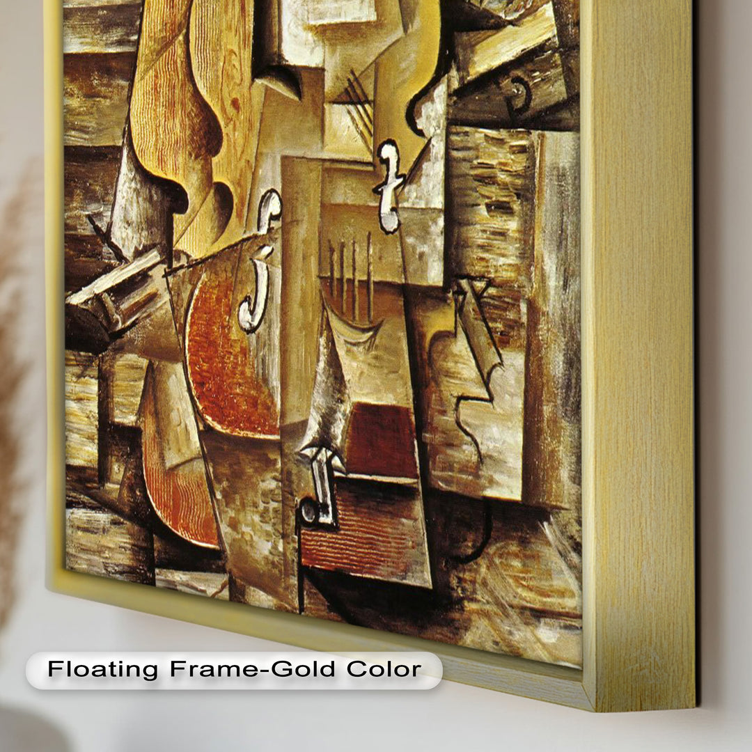 Violin & Grapes Wall Art – Cubist Still Life Oil Painting