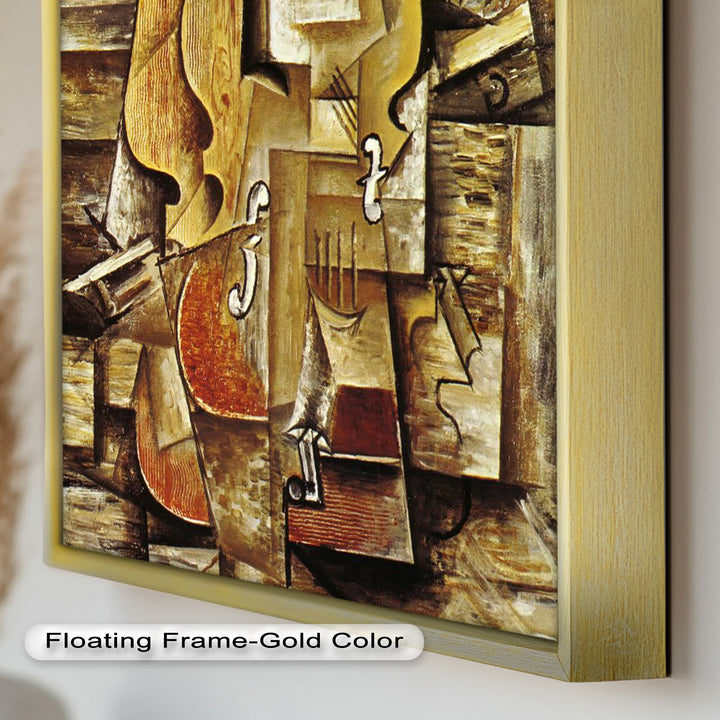 Violin & Grapes Wall Art – Cubist Still Life Oil Painting