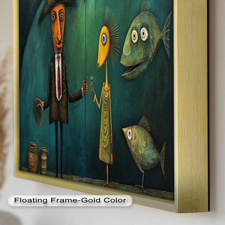 Underwater Toast – Whimsical Surrealist Picasso Oil Painting
