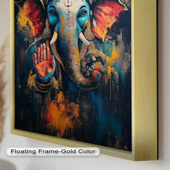 Lebendige Ganesha-Wandkunst – Religiöses Ölgemälde