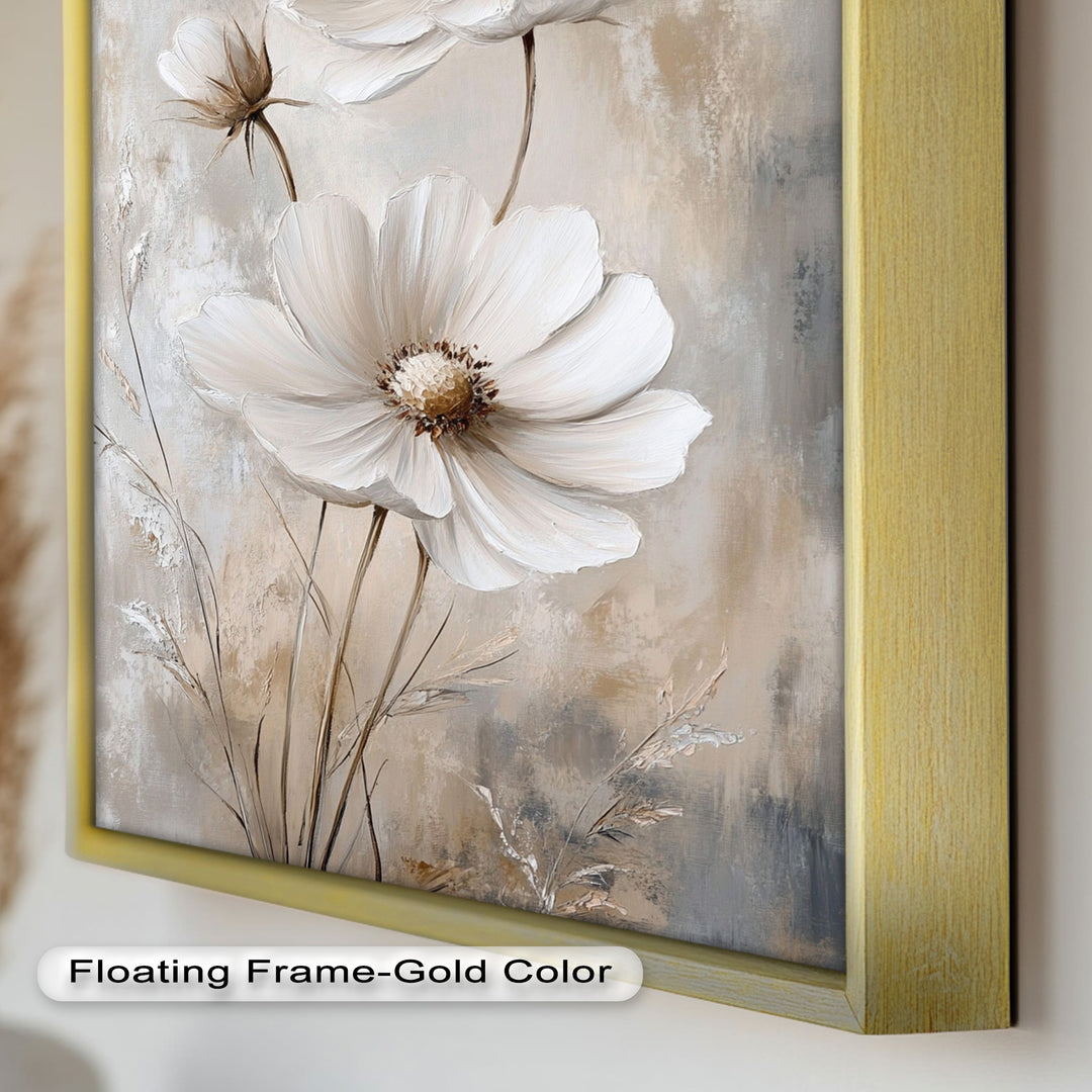 Soft Ivory Florals in Warm Neutrals - Flower Oil Painting