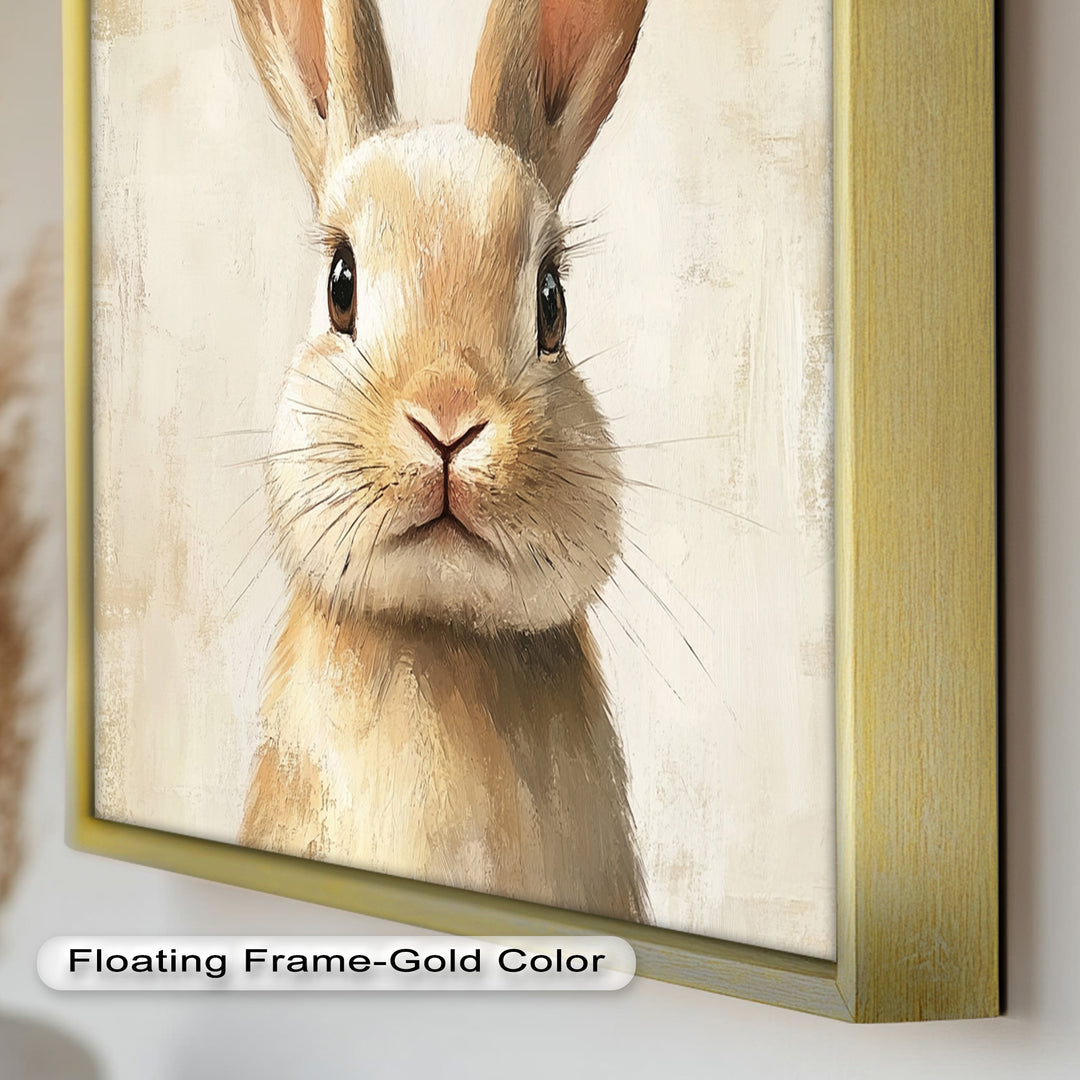 Soft-Gazed Bunny in Cream Hues - Animal Oil Painting