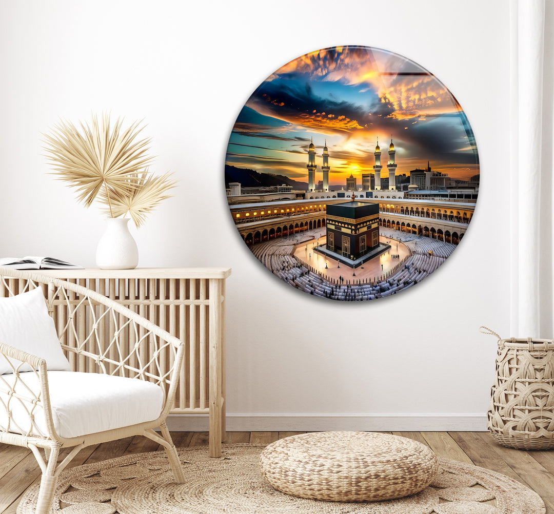 Holy mosque artwork printed on tempered glass