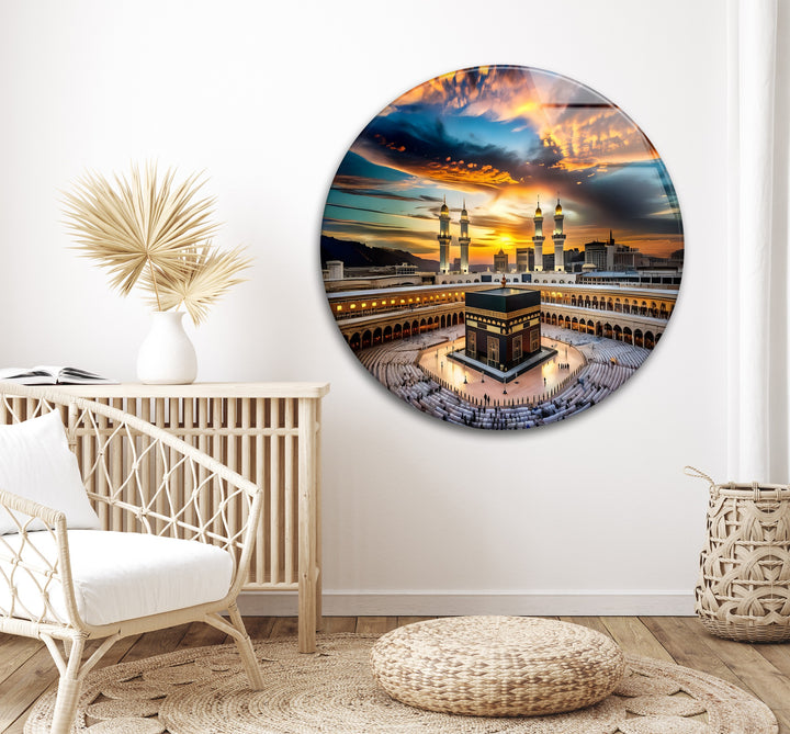 Holy mosque artwork printed on tempered glass
