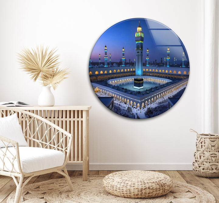 Masjid al-Haram twilight artwork printed on glass