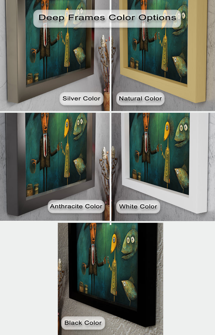 Underwater Toast – Whimsical Surrealist Picasso Oil Painting