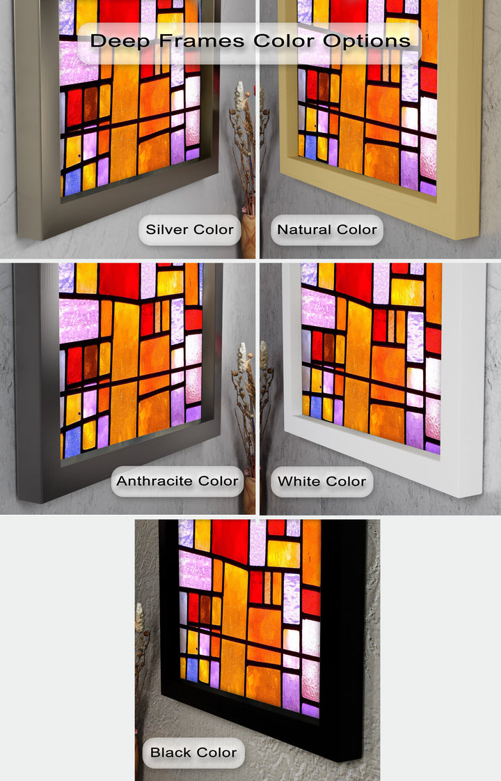Farbblock-Wandkunst im Buntglas-Look – Abstraktes Ölgemälde