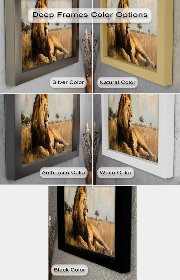 Regal Lion in Golden Plains – Wildlife Oil Painting