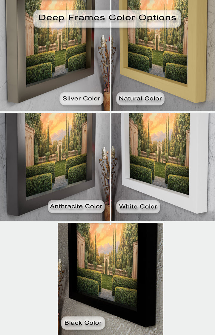 Sunset Garden Gateway – Classical Landscape Oil Painting