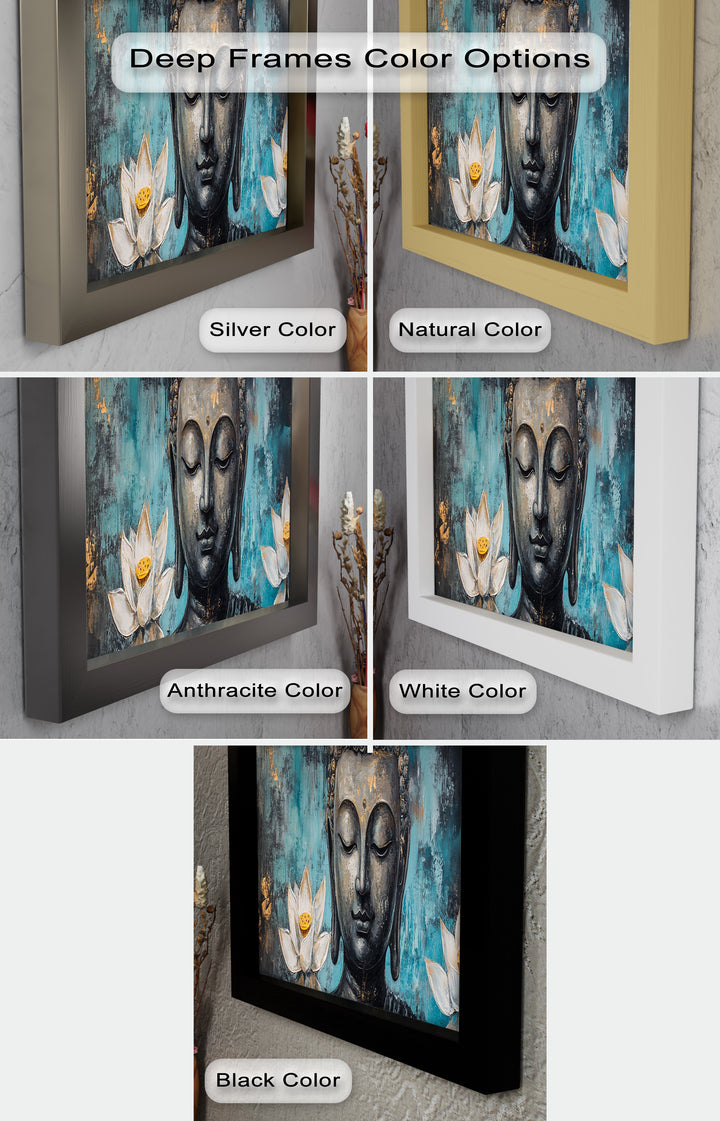 Buddha with Lotus Flowers Wall Art – Religious Oil Painting