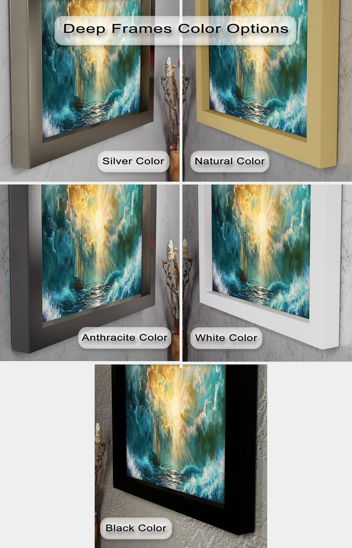 Golden Sun & Sea – Boat Oil Painting