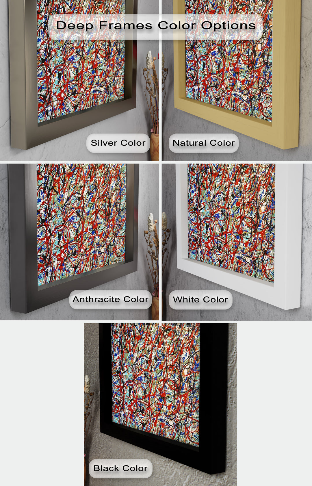 Energetic Action Painting Wall Art – Abstract Oil Painting