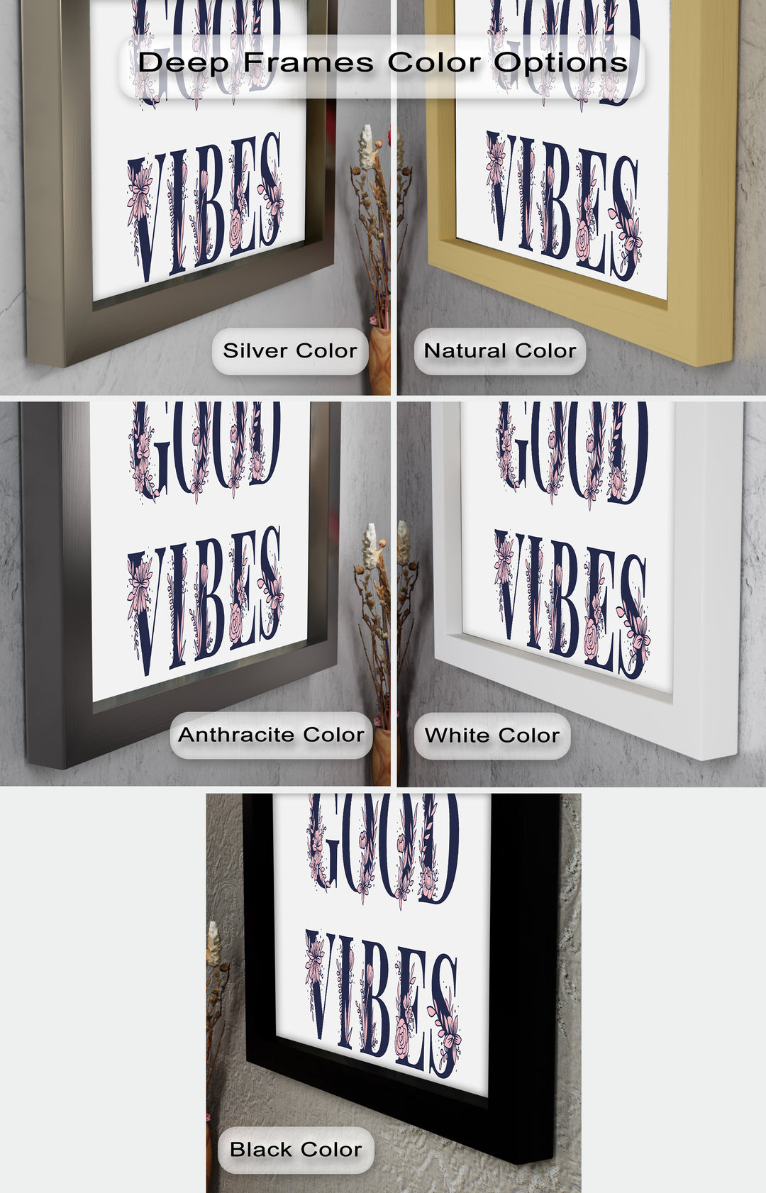 Gute Stimmung – Florale Typografie Ölgemälde