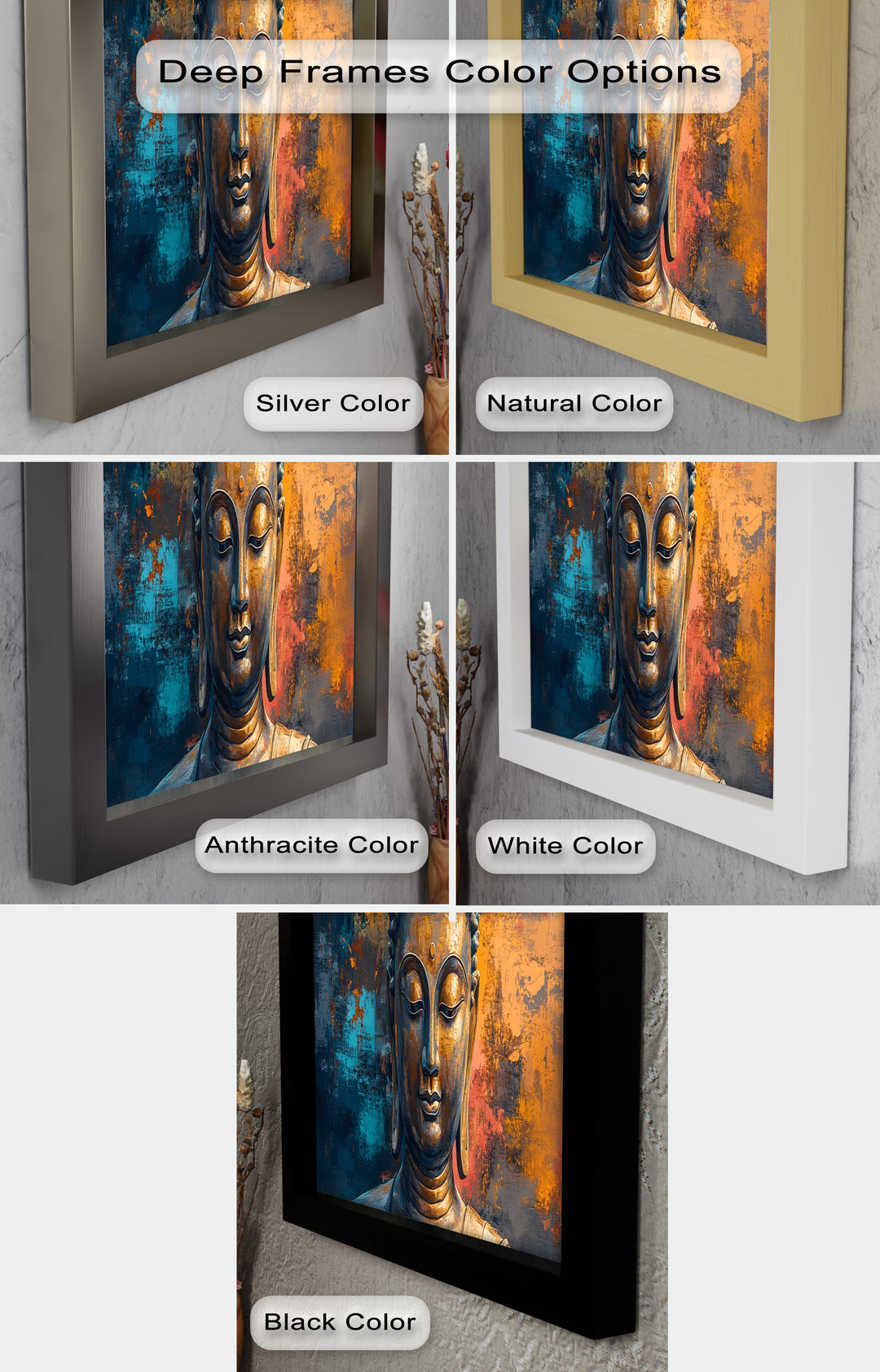 Golden Buddha Wall Art – Colorful Oil Painting