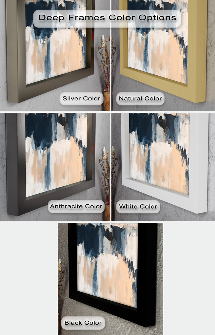Coastal Horizon – Neutrales, marineblaues, abstraktes Ölgemälde
