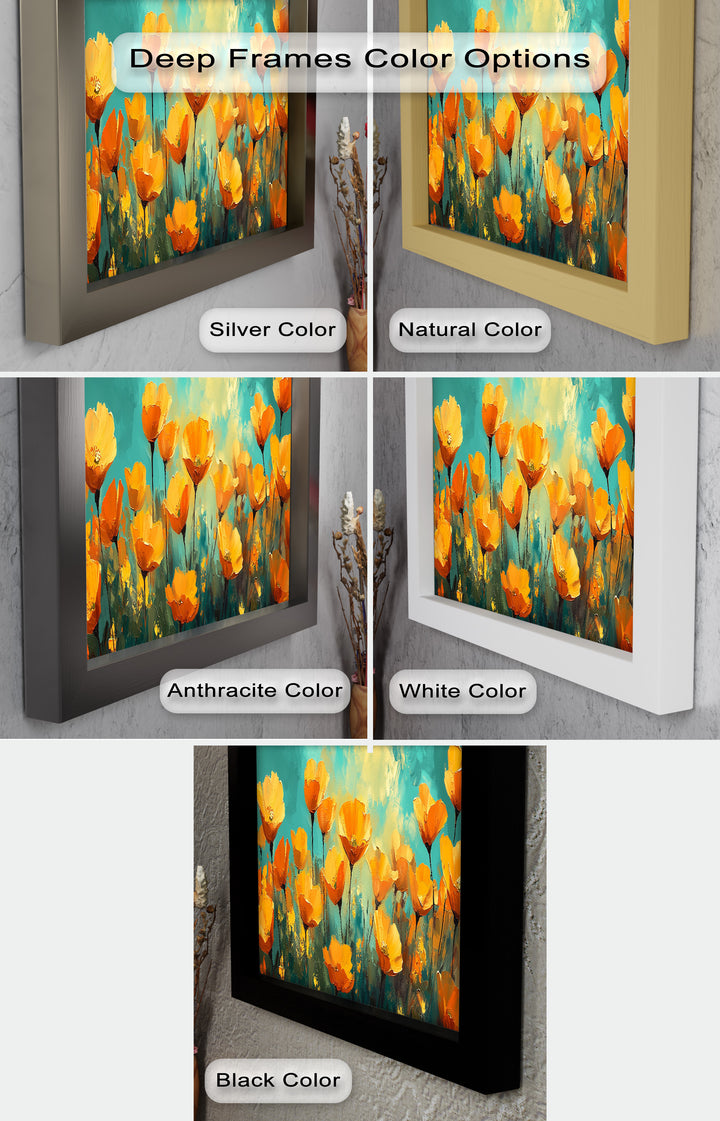 Goldene Mohnblumenfeld Wandkunst – Blumenölgemälde