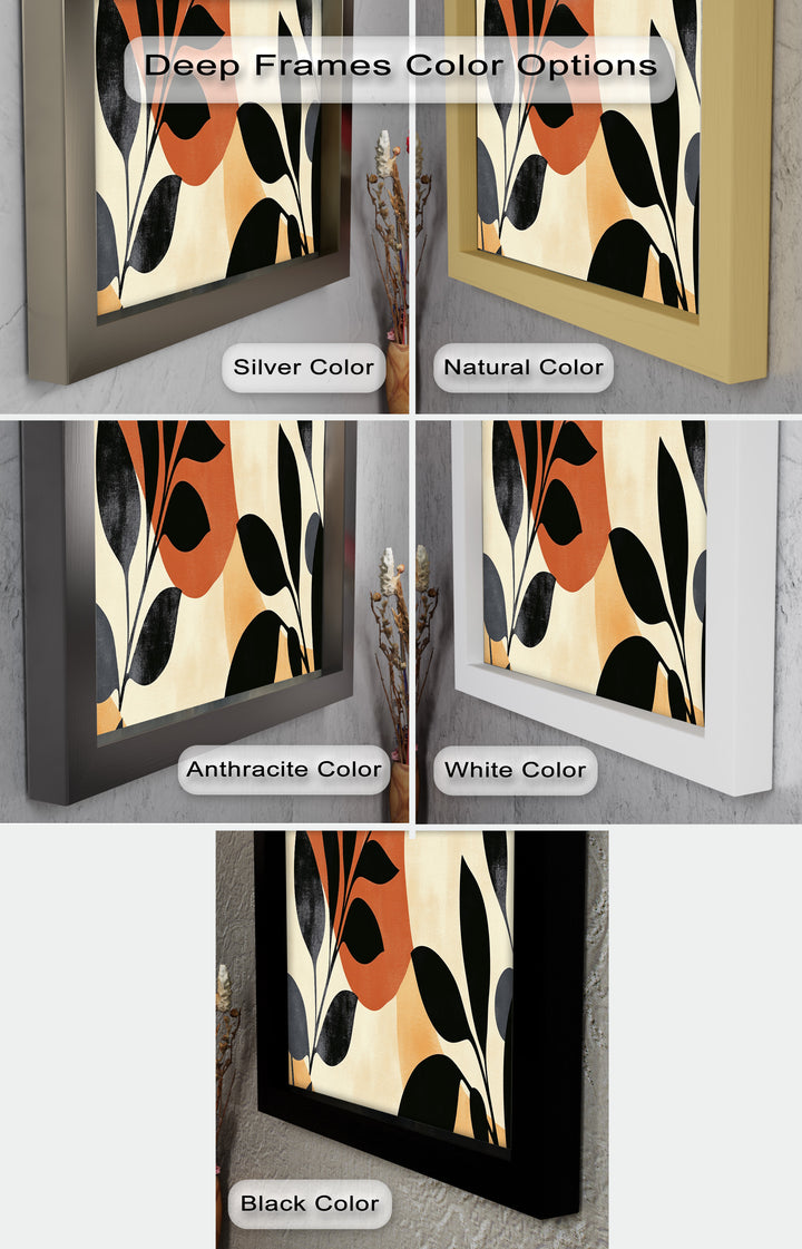 Earth-Tone Botanical Silhouette – Modern Boho Oil Painting