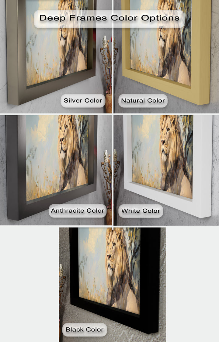 Lion Beneath African Sky - Animal Oil Painting
