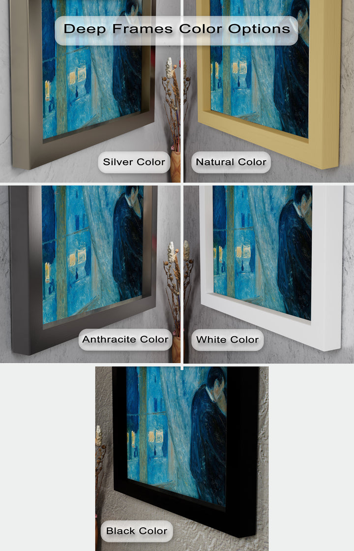 Blue Lovers by the Window – Expressionist Oil Painting