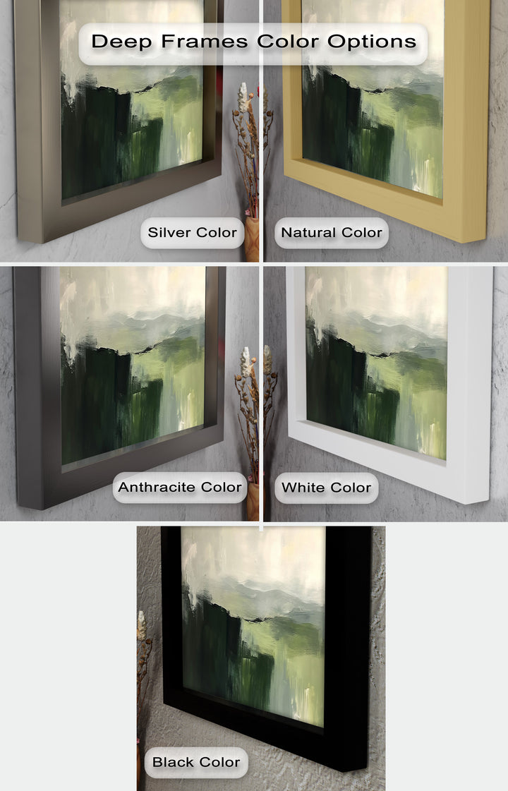 Misty Valley Horizon – Green Abstract Oil Painting