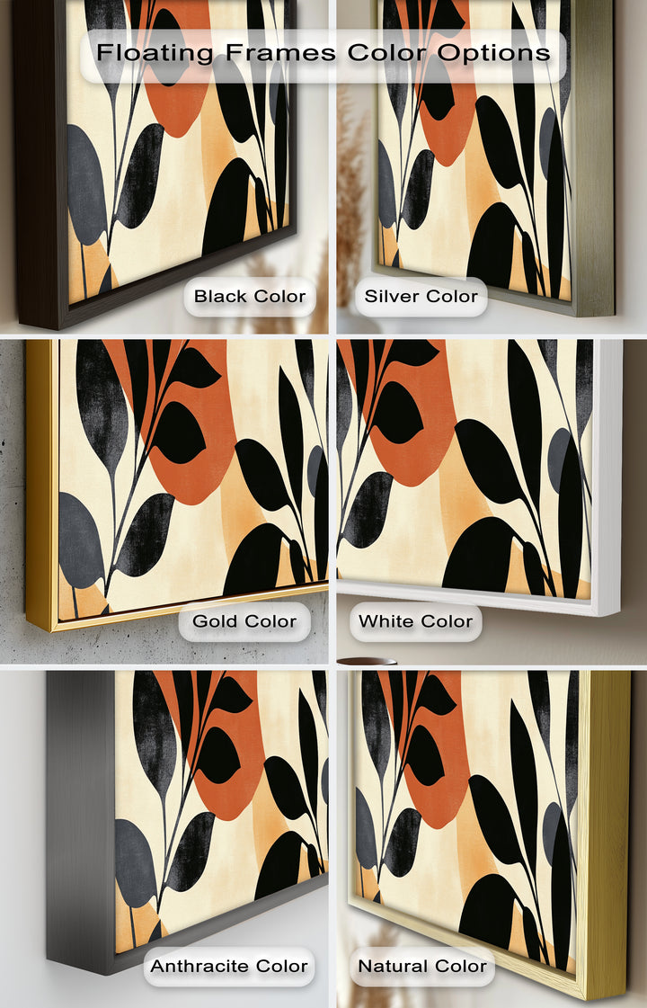 Earth-Tone Botanical Silhouette – Modern Boho Oil Painting