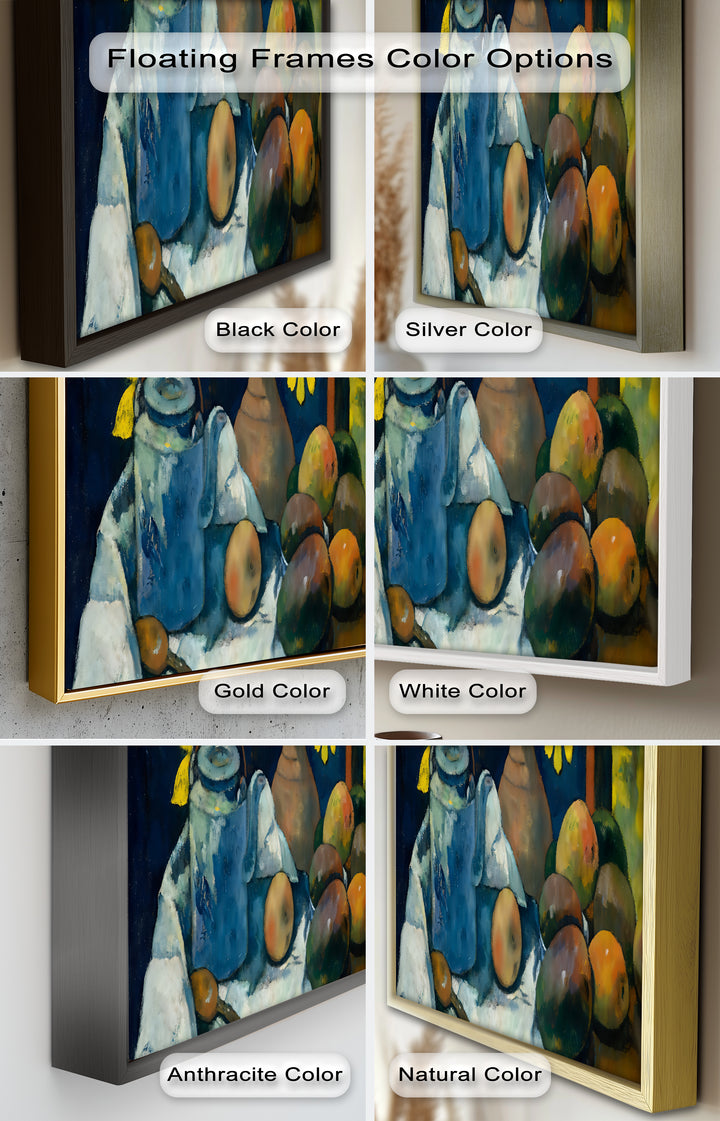 Rustikales Stillleben mit Mangos und Teekanne – Food Paintings