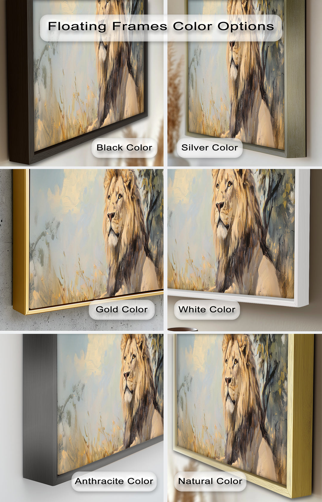 Lion Beneath African Sky - Animal Oil Painting