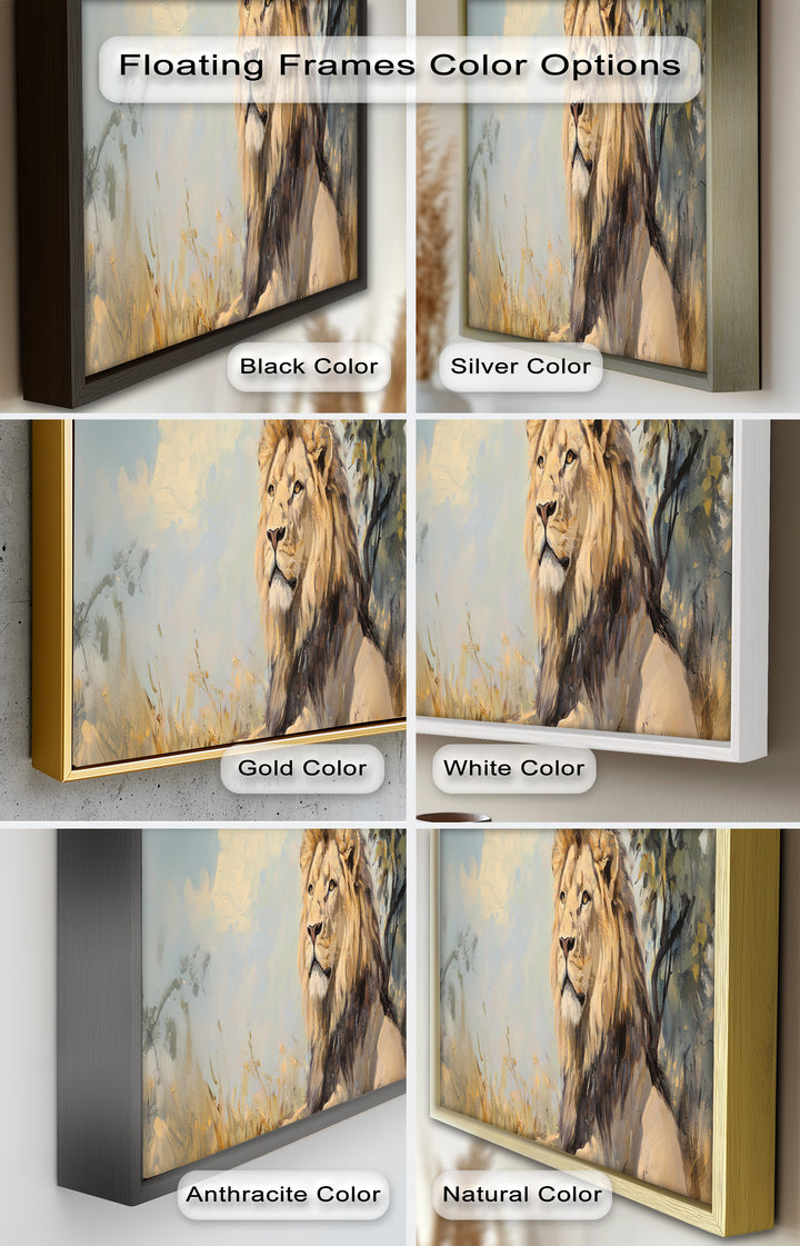 Lion Beneath African Sky - Animal Oil Painting