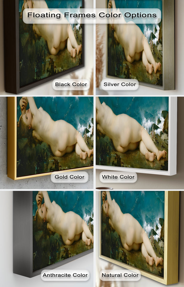 Sirensong Repose – Mythological Nude Beside the Sea Oil Painting