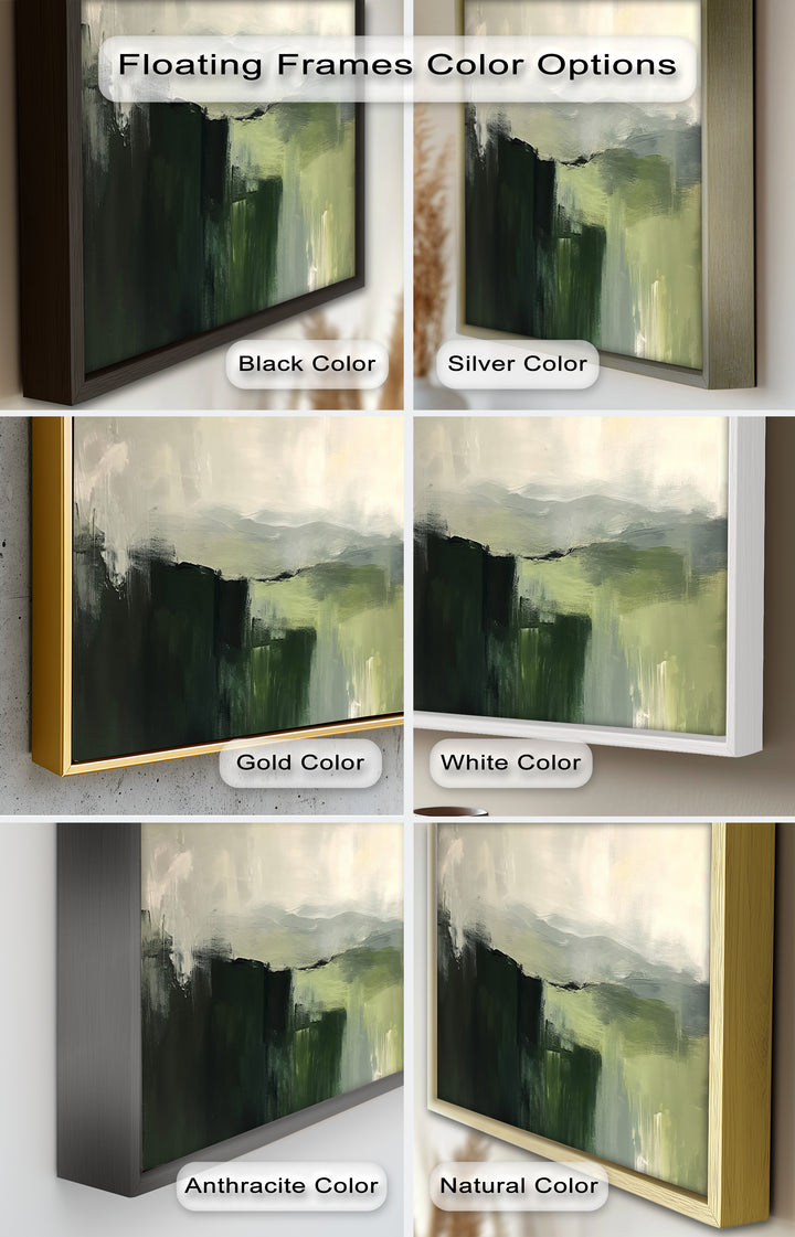Misty Valley Horizon – Green Abstract Oil Painting