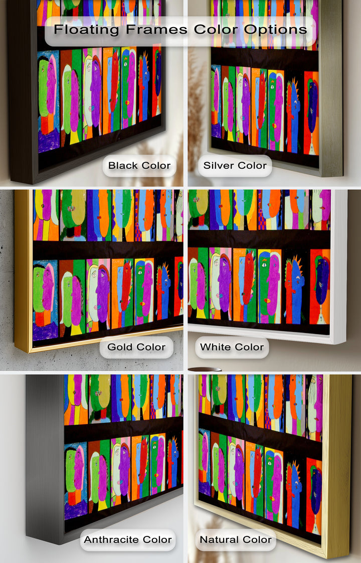 Pop Cubist Faces Wall Art – Abstract Oil Painting