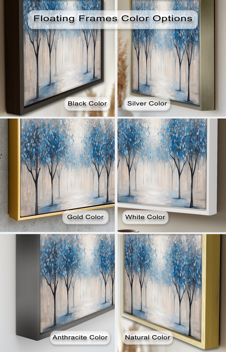 Blue Blossom Trees Wall Art – Floral Oil Painting