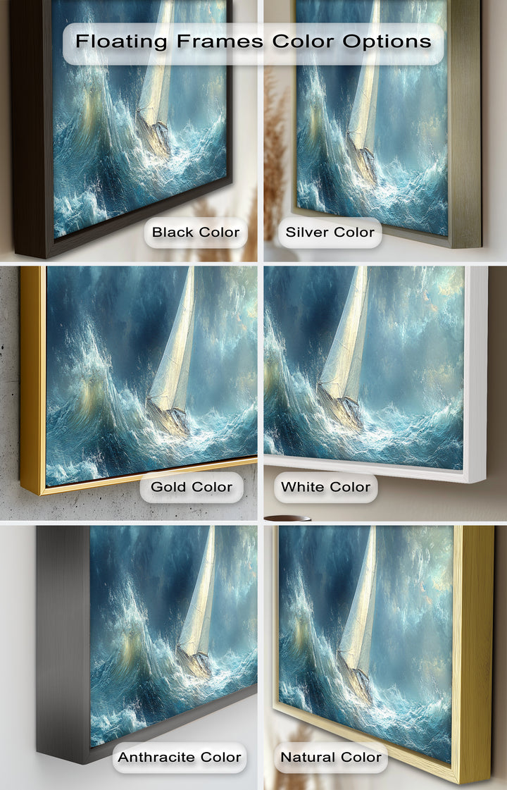 Into the Surge – Sailboat Battling Ocean Waves Oil Painting