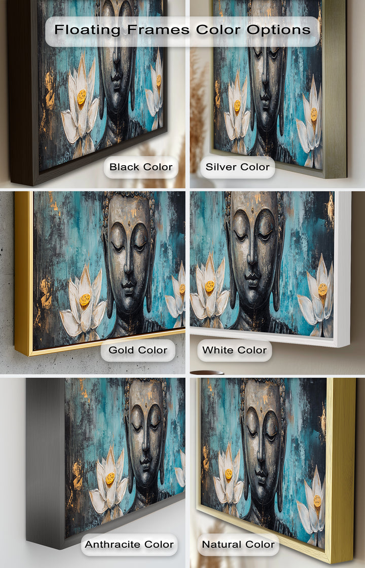 Buddha with Lotus Flowers Wall Art – Religious Oil Painting