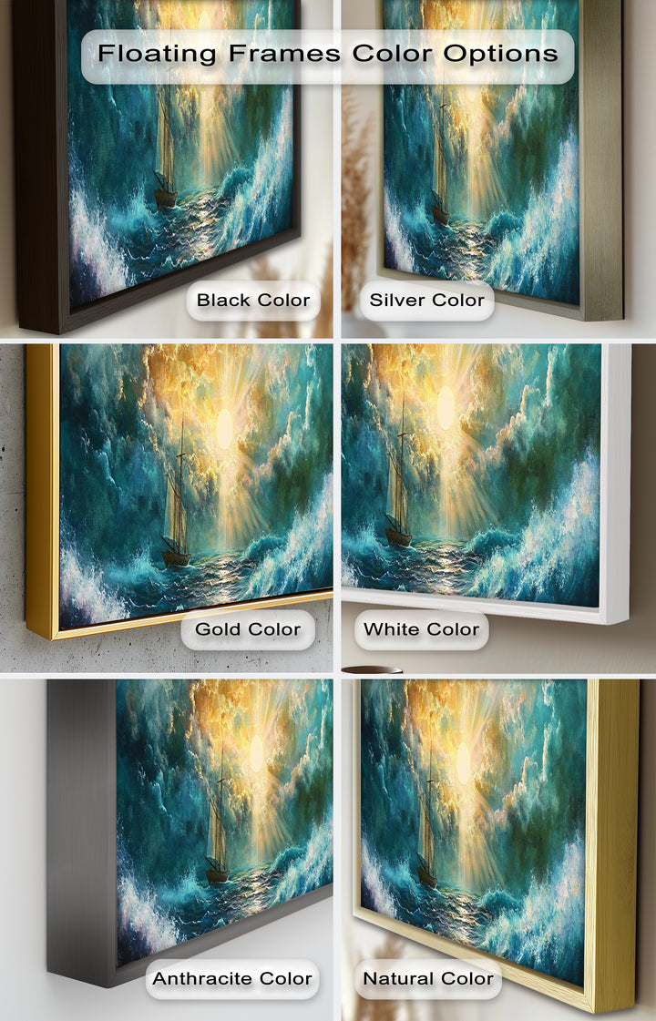 Golden Sun & Sea – Boat Oil Painting