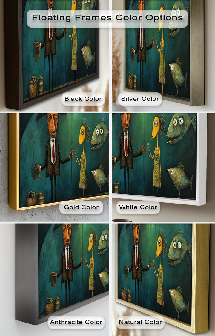 Underwater Toast – Whimsical Surrealist Picasso Oil Painting