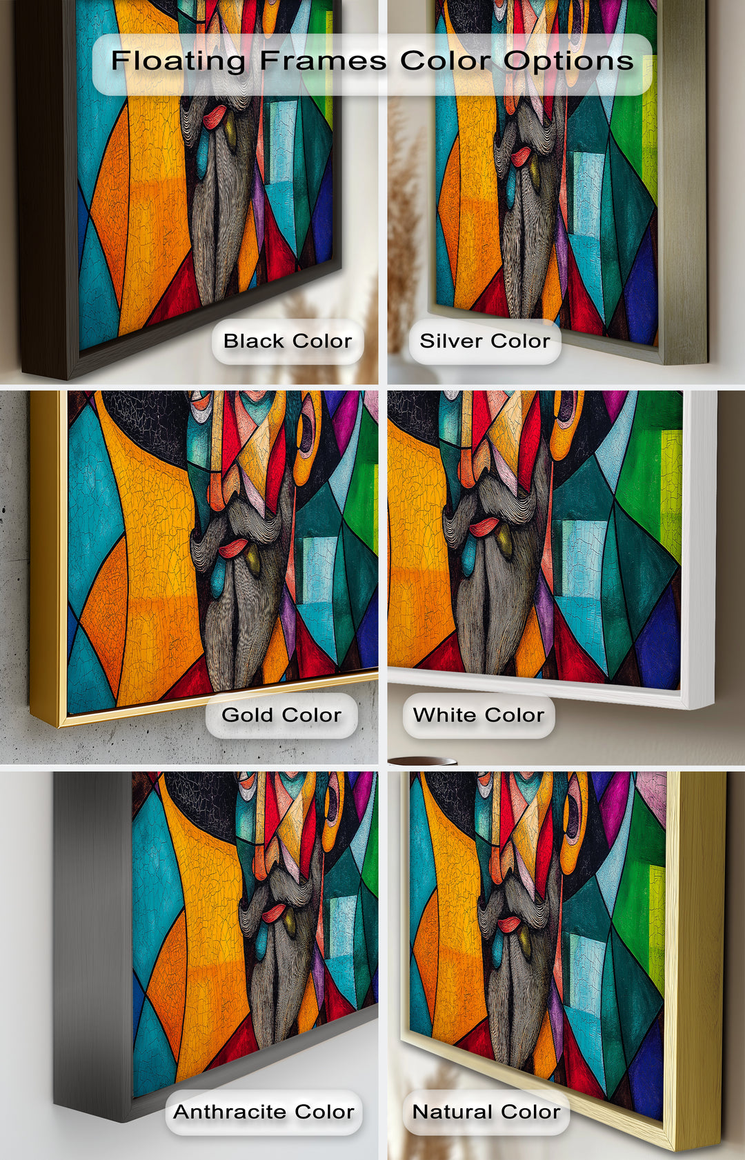 The Thinker’s Mosaic – Abstract Male Portrait Oil Painting