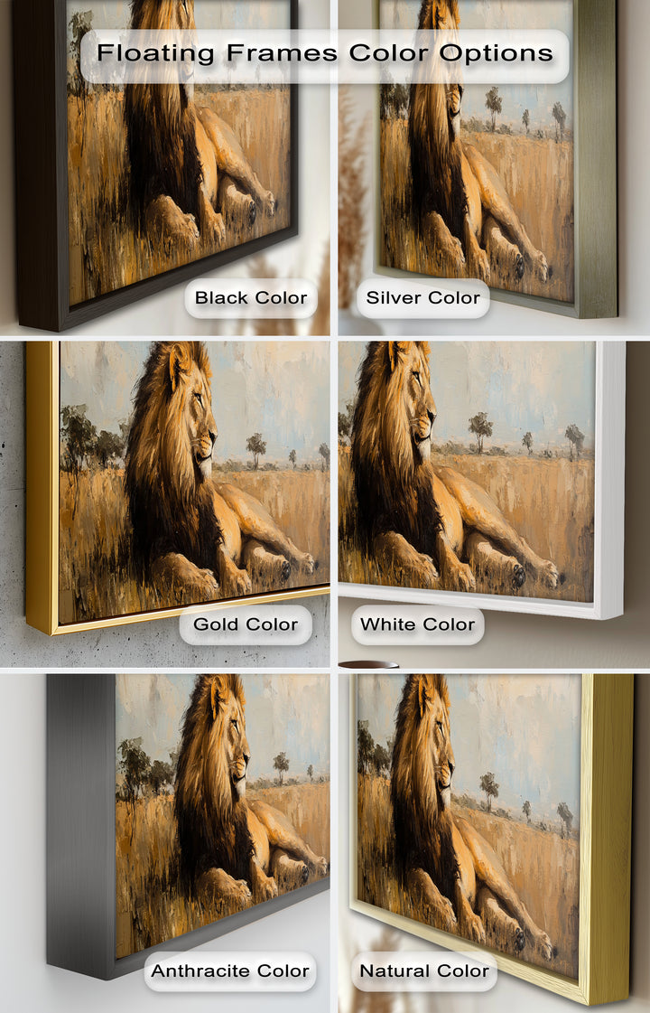 Regal Lion in Golden Plains – Wildlife Oil Painting